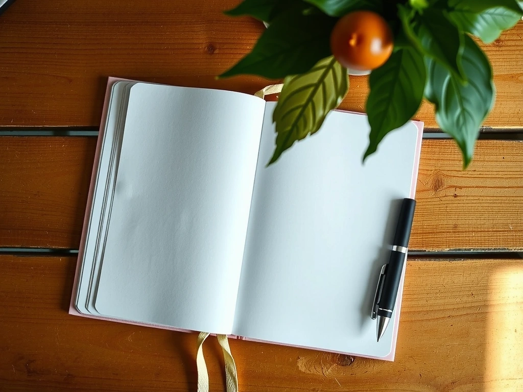 Offenes Notizbuch auf Schreibtisch